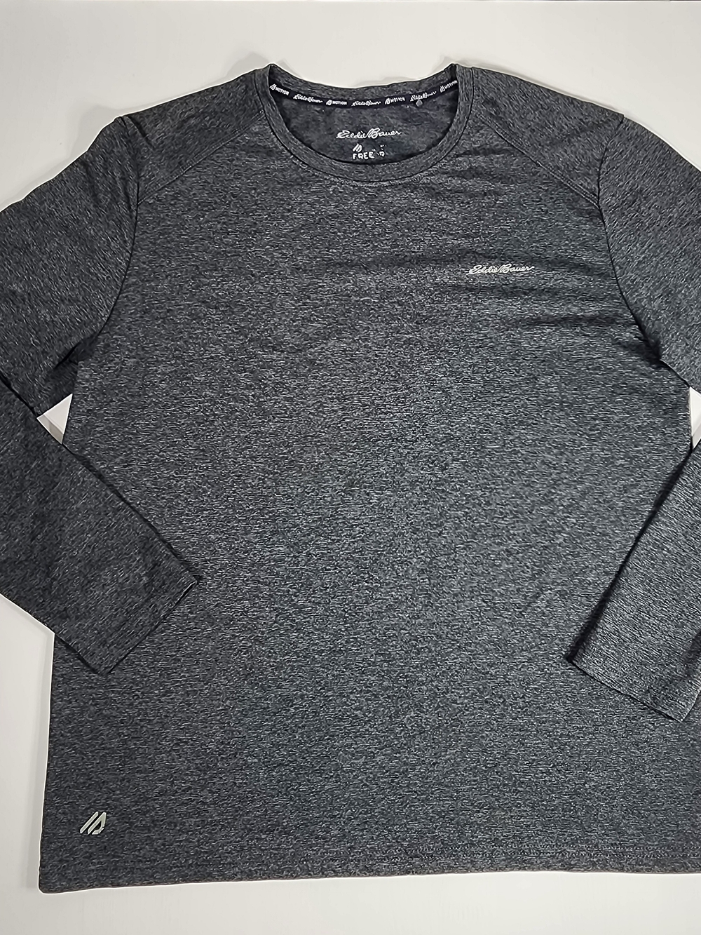 Eddie Bauer Men's Heather Charcoal Long-Sleeve Crew Tee